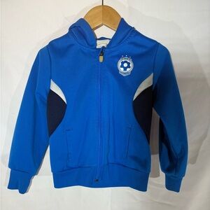 H&M Blue Kids 3-4Y Sporty Zip-Up Hoodie with Pockets Jacket with Logo Patch